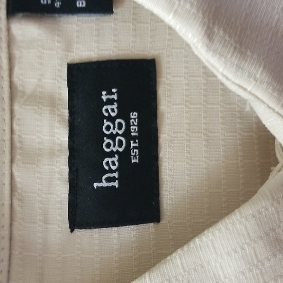 Haggar - Button down shirt, Size - M, Color - White/tan/cream - Picture 4 of 12